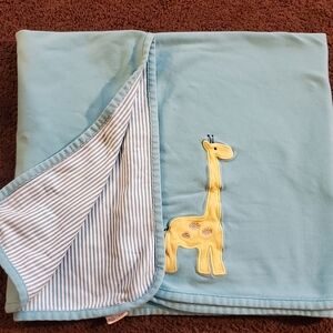 Gymboree Vintage 1998 Baby Giraffe Striped Reversible Cotton Blanket